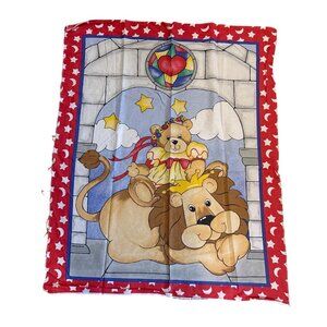 Teddy Bear & Lion Fabric Panel Stained Glass ThemeAnthony Petrizzo Crib Quilt